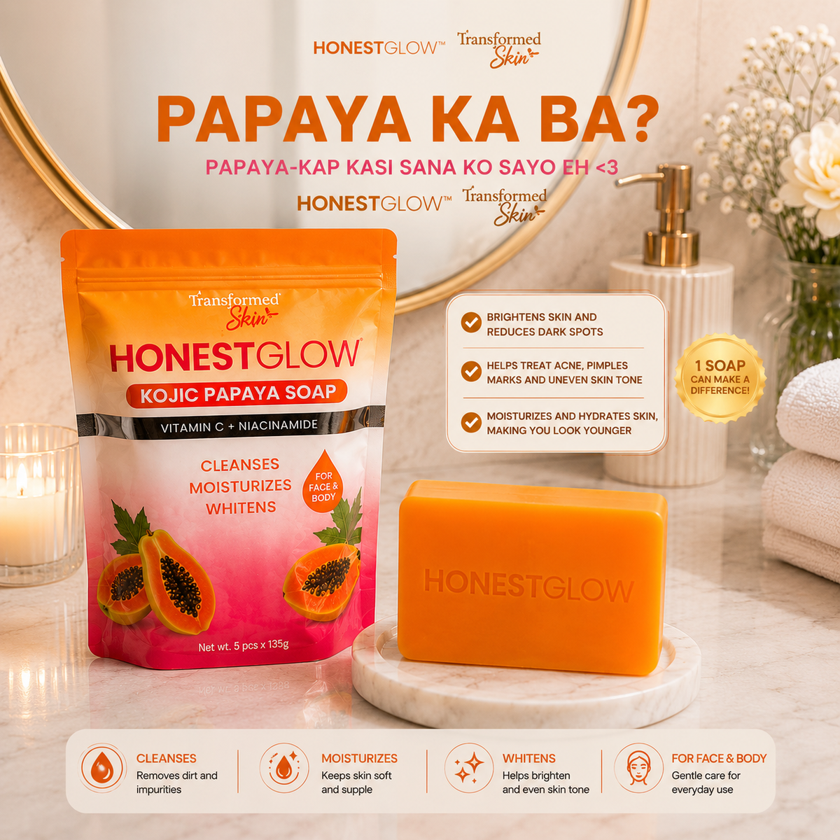 Honest Glow Kojic Papaya Soap