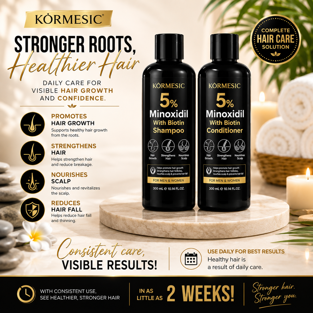 Kormesic Minoxidil Shampoo and Conditioner Set