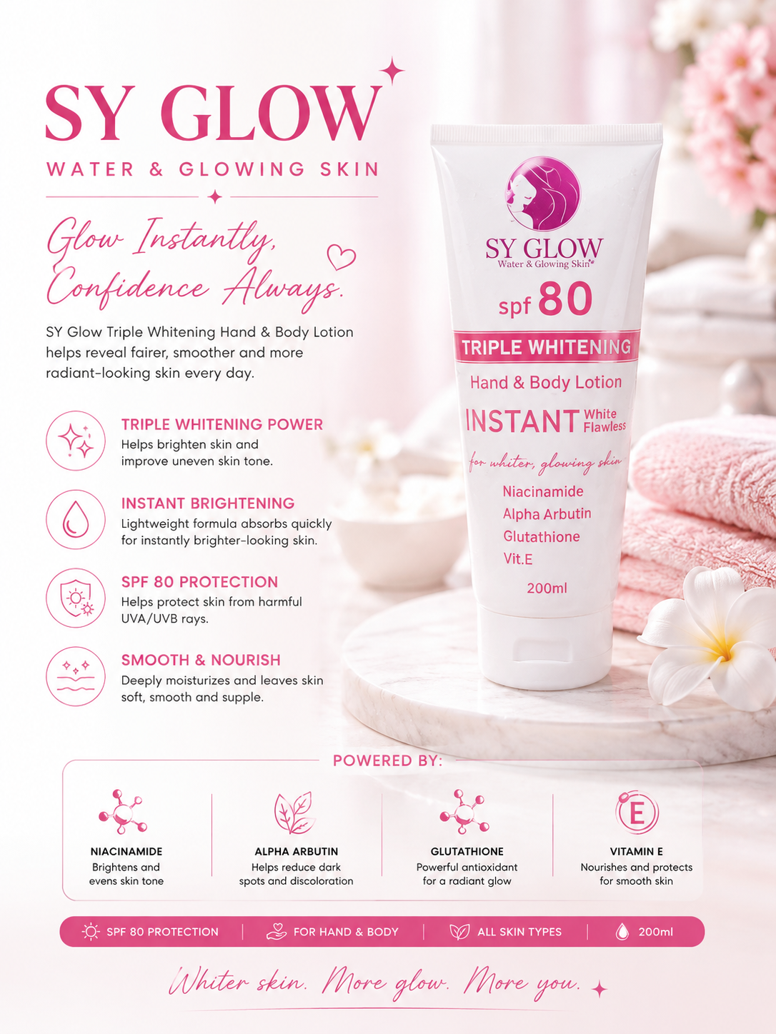 Sy Glow Instant Triple Whitening with Spf 80